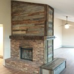 Rustic wood and brick fireplace Remodeling